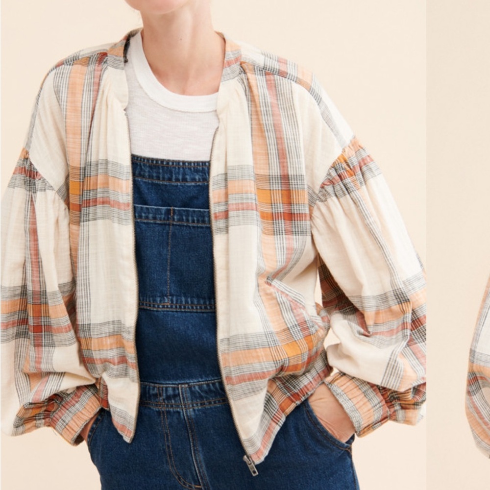 free people mattie plaid bomber jacket